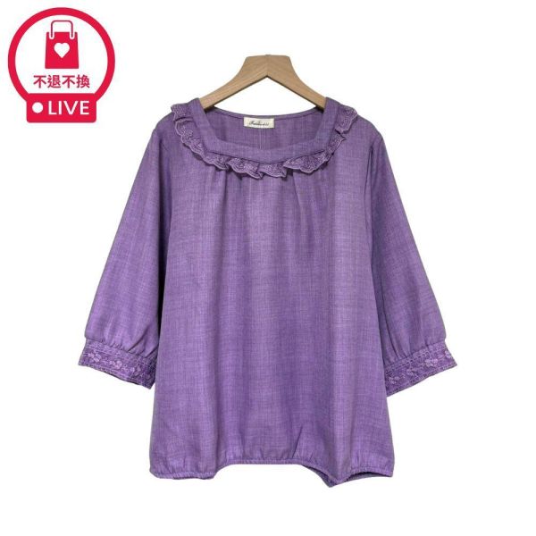 9803｜法式方領・蕾絲花邊棉麻感娃娃衫-DF7503A6-福利品不退不換 