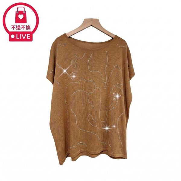 8365｜星河漫步・流光水鑽抽象線條針織衫-035-福利品不退不換 