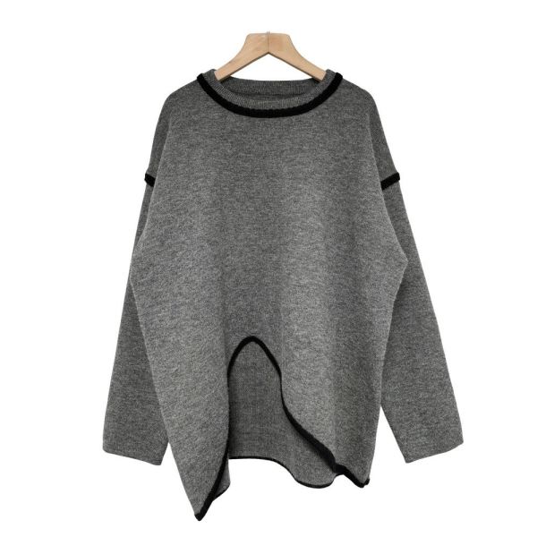 現貨9581｜黑邊不規則下擺寬版毛衣-LA500020D5 