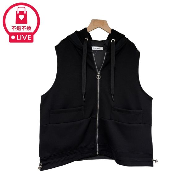 現貨9619｜拼接夾棉連帽拉鍊馬甲-SH5515B8-福利品不退不換 