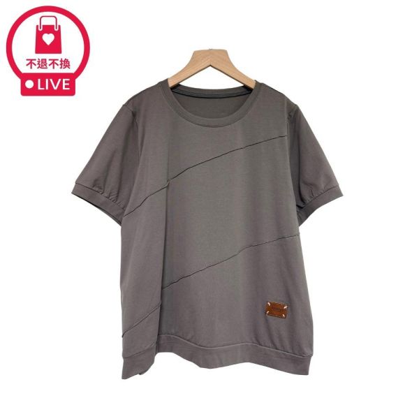 9778｜不對稱美學・斜車線造型質感皮標上衣-SH63831A6-福利品不退不換 