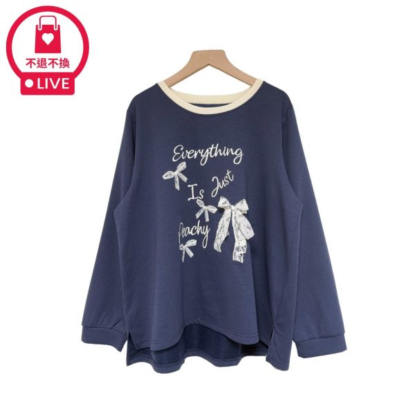 現貨9528｜立體蝴蝶結印花長袖T-SH12831A6-福利品不退不換 