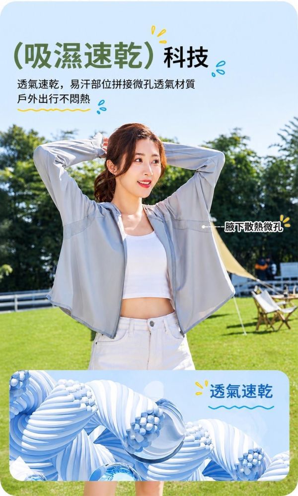0148｜專治紫外線！黑膠連帽冰絲斗篷涼感防曬衣外套（短版）-福利品不退不換BLSB5 