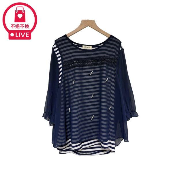 現貨7899｜雪紡假兩件珠珠裝飾上衣-DF5180A6-福利品不退不換 