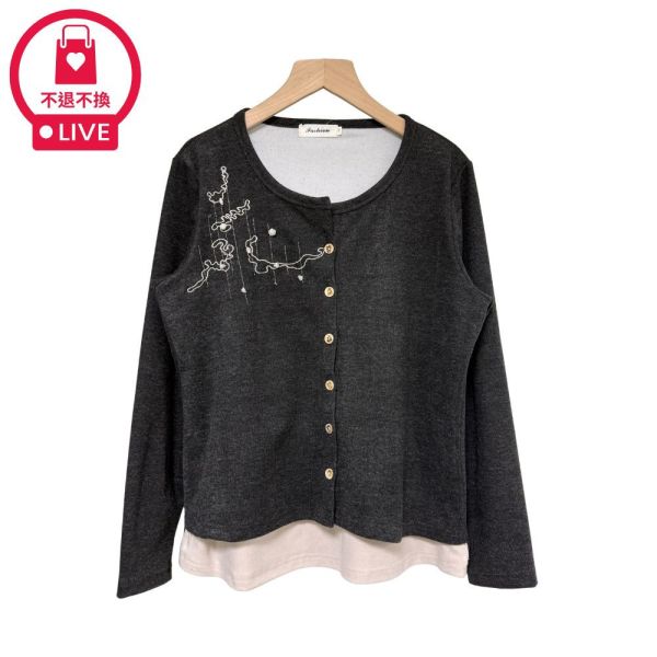 9684｜假兩件民族風刺繡開扣上衣-DF5288A6-福利品不退不換 