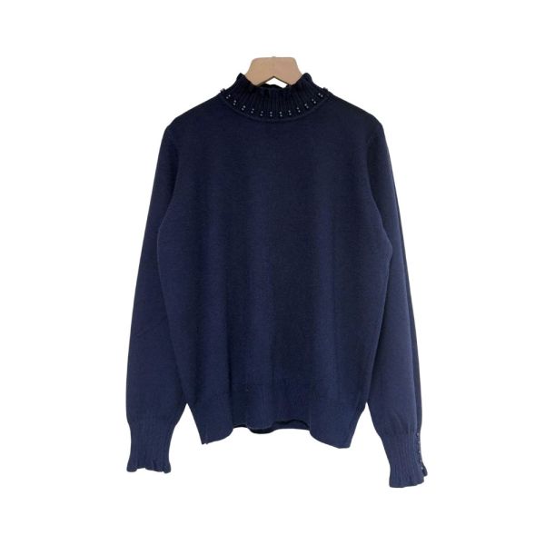 現貨8303｜螺紋木耳領釘珠莫代爾針織衫 032 