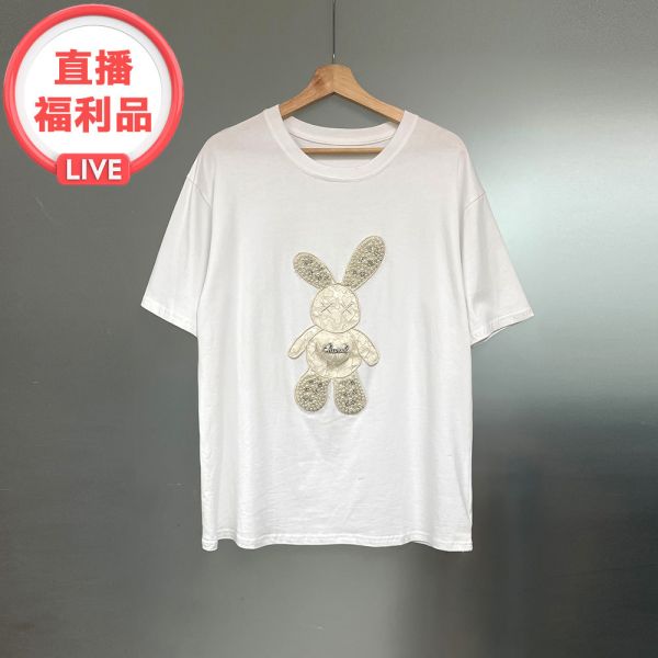 現貨｜釘珠亮鑽兔子造型寬版棉T 