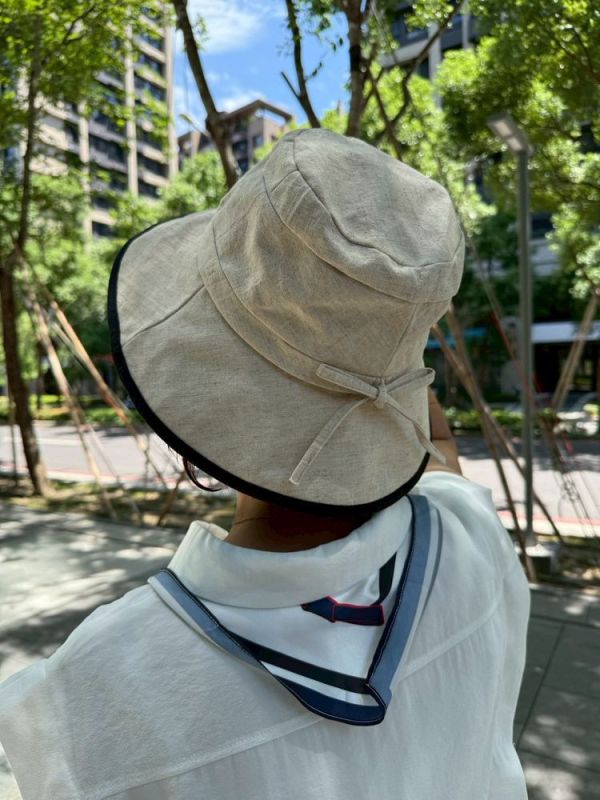 現貨7667｜棉麻包邊蝴蝶結可拆繫繩遮陽帽-BLS11909A9 