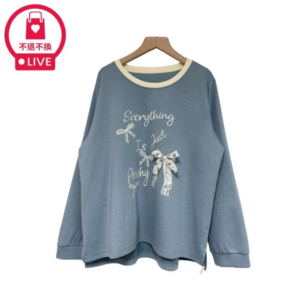 現貨9528｜立體蝴蝶結印花長袖T-SH12831A6-福利品不退不換 