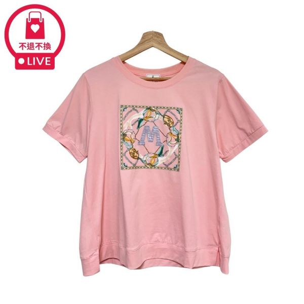 0099【法式名品】經典鎖鏈圖騰立體刺繡M字棉T-DF5455A6-福利品不退不換 