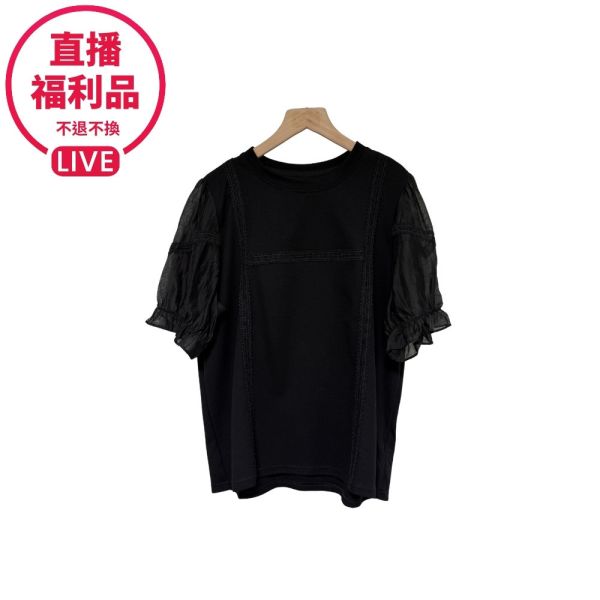 現貨7649｜蕾絲拼接透膚袖上衣-LA0266B2-福利品不退不換 