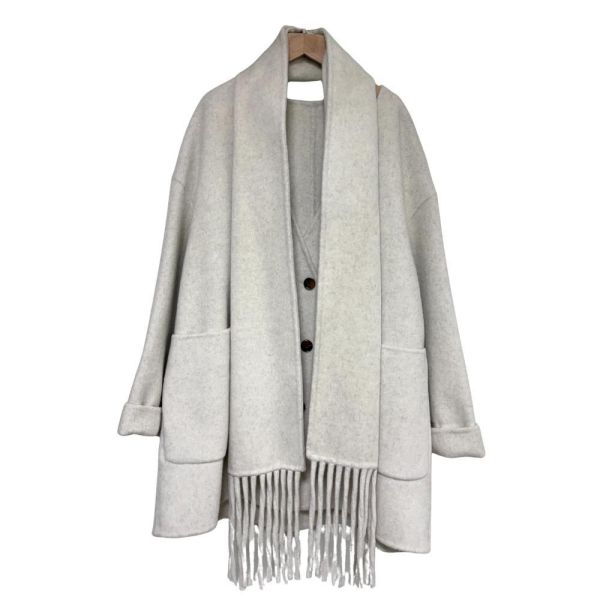 限量 9776｜買一送一概念！流蘇圍巾套裝大衣 199 
