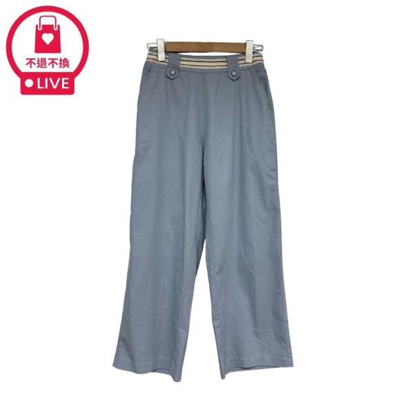 9846｜經典優雅・條紋拼腰裝飾釦直筒褲-DF9277A6-福利品不退不換 