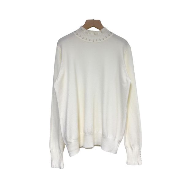 現貨8303｜螺紋木耳領釘珠莫代爾針織衫 032 