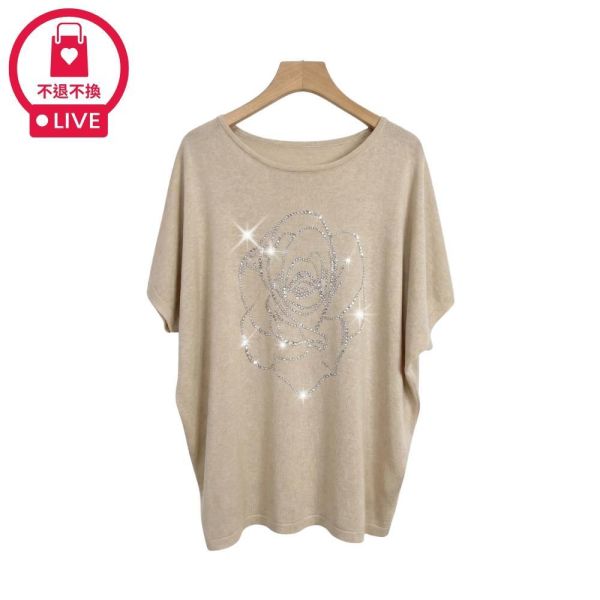 8366｜星光花語・精緻水鑽勾勒玫瑰針織衫-035-福利品不退不換 