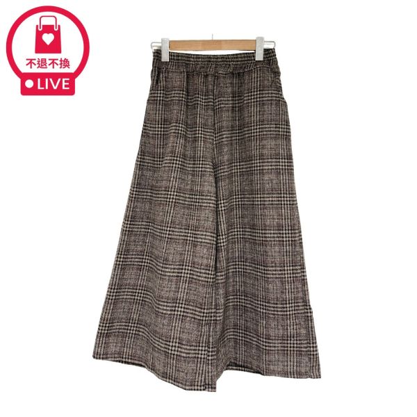 預購9568｜復古格紋毛料闊腿褲-SH3106A6-福利品不退不換 