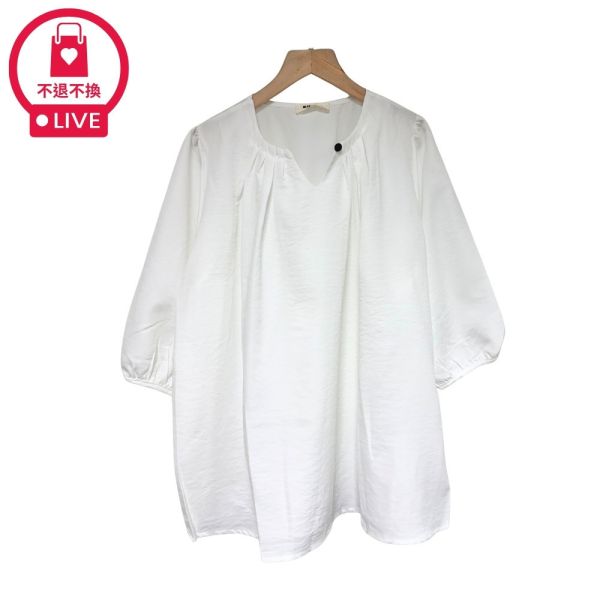 現貨7822｜打褶領口泡泡袖上衣-CL5513B3-福利品不退不換 