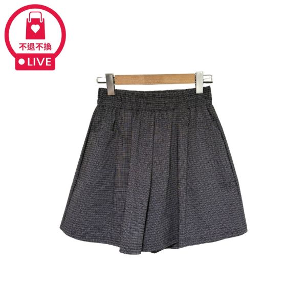 現貨7972｜細格紋高腰西裝A字短褲-RR6690A8-福利品不退不換 