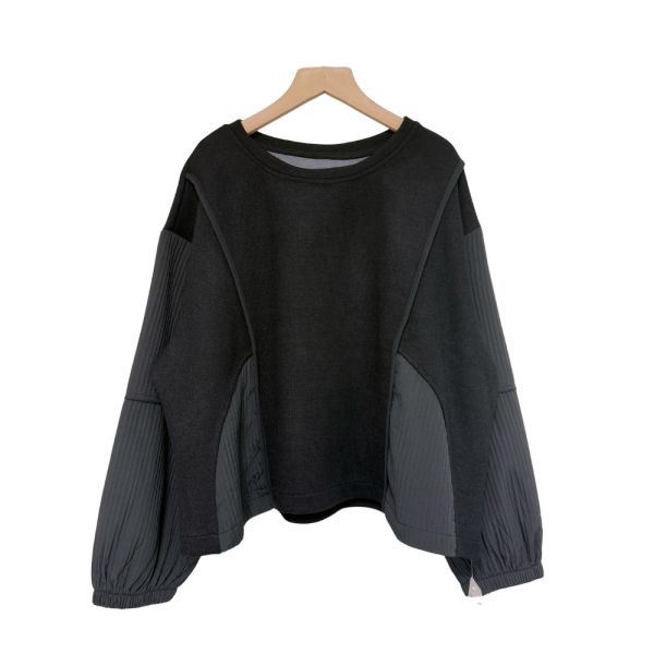 現貨9544｜設計感異材質壓褶拼接衛衣-LA300298C5 