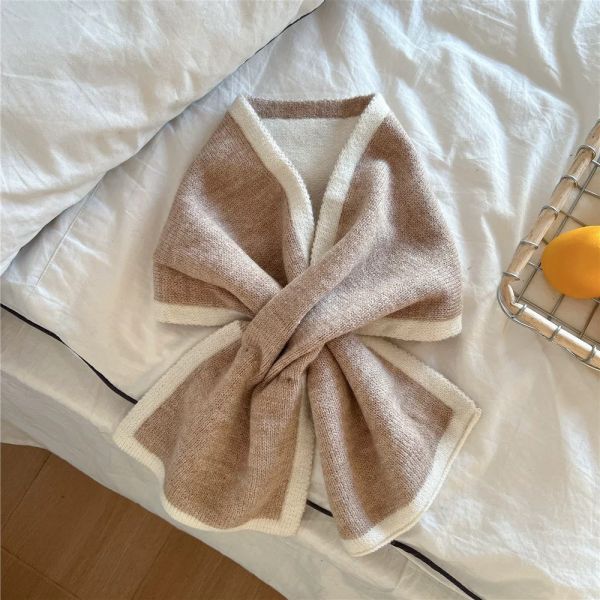 高質感雙色山羊絨針織交叉小圍巾 BLSA5 