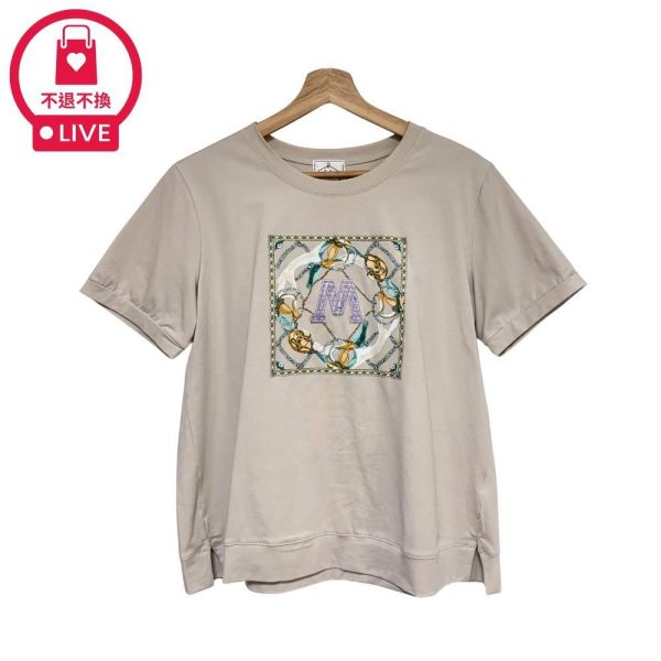 0099【法式名品】經典鎖鏈圖騰立體刺繡M字棉T-DF5455A6-福利品不退不換 