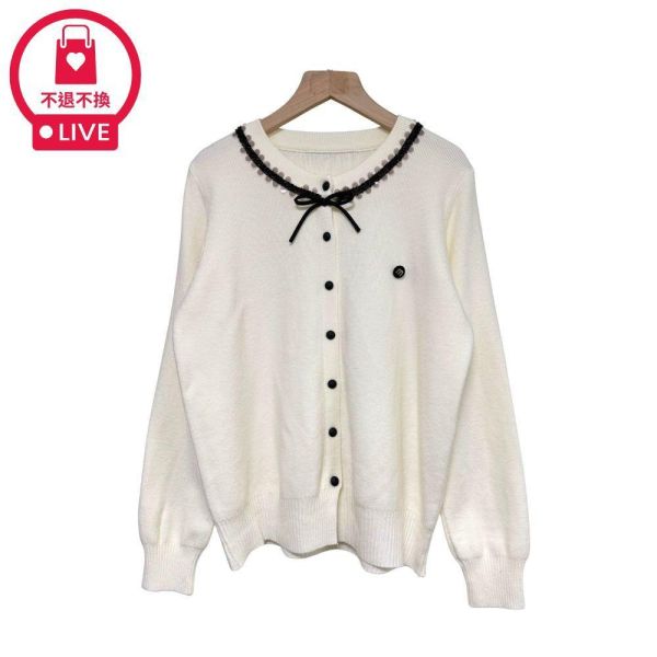 現貨9710｜亮片蝴蝶結圓領針織開衫-RR8037B3-福利品不退不換 