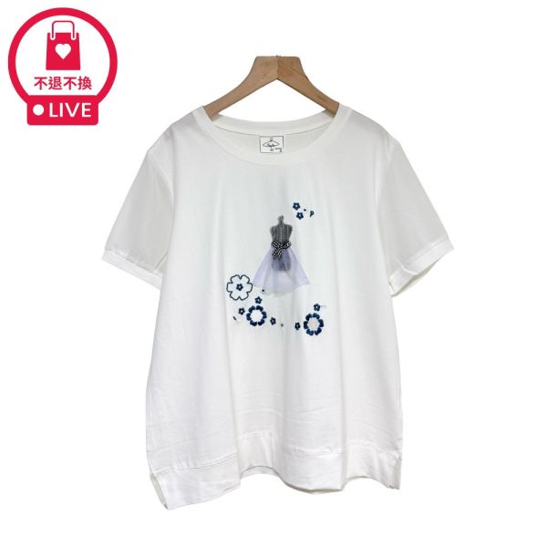 現貨7871｜立體刺繡雪紡短袖T-DF5121A6-福利品不退不換 