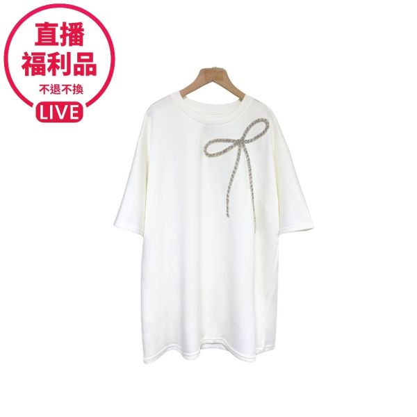 現貨7423｜蝴蝶結晶鑽長版上衣-FC9767B3-福利品不退不換 
