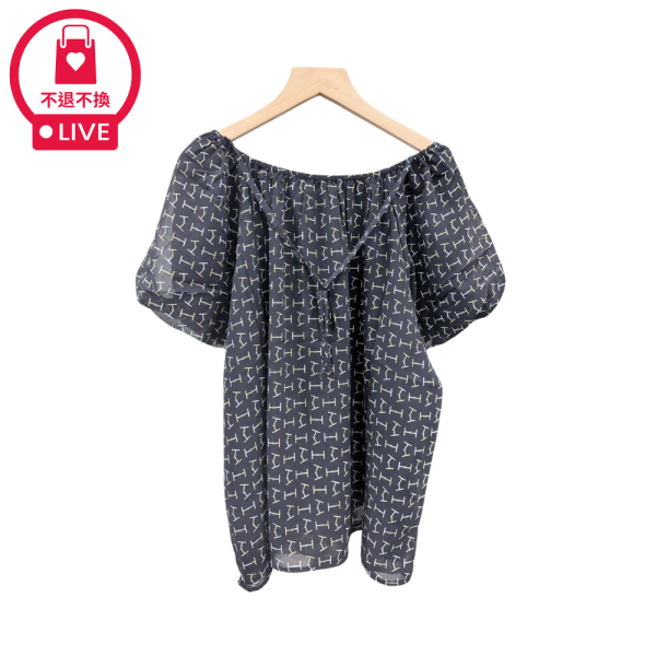 9861｜經典名媛・法式輕奢幾何圖騰澎袖衫-SH6253A6-福利品不退不換 
