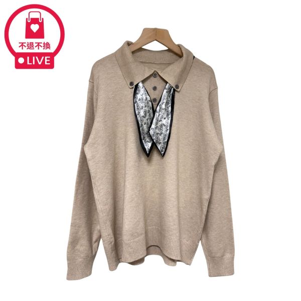 現貨9621｜領巾造型翻領針織衫-SH6111A6-福利品不退不換 