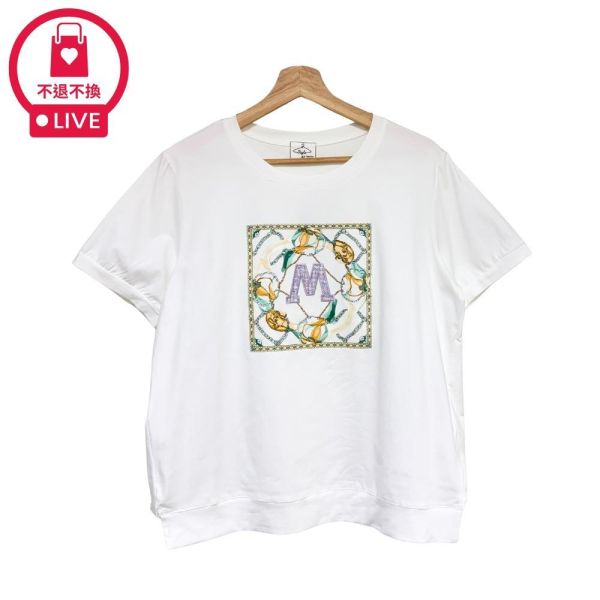 0099【法式名品】經典鎖鏈圖騰立體刺繡M字棉T-DF5455A6-福利品不退不換 