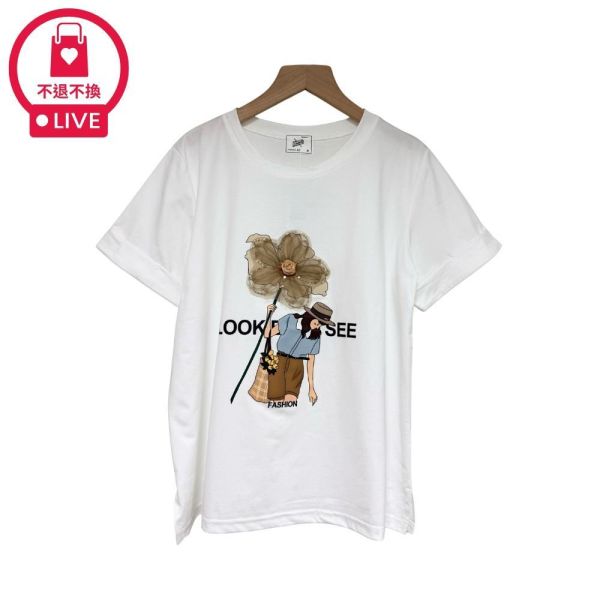 9873｜吸睛度破表・重工水鑽網紗花卉休閒T-DF5397A6-福利品不退不換 