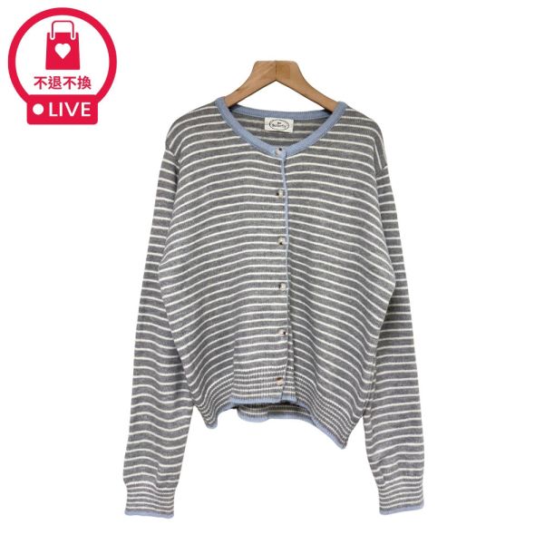 現貨9526｜經典細條紋開扣針織衫-RR3032B5-福利品不退不換 