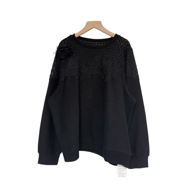 現貨9535｜重工藝立體花蕾絲拼接衛衣-LAC300106D1 