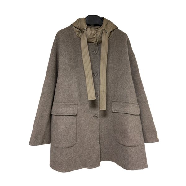 現貨9697｜手工羽絨連帽開扣羊毛大衣-LAC100074N8 