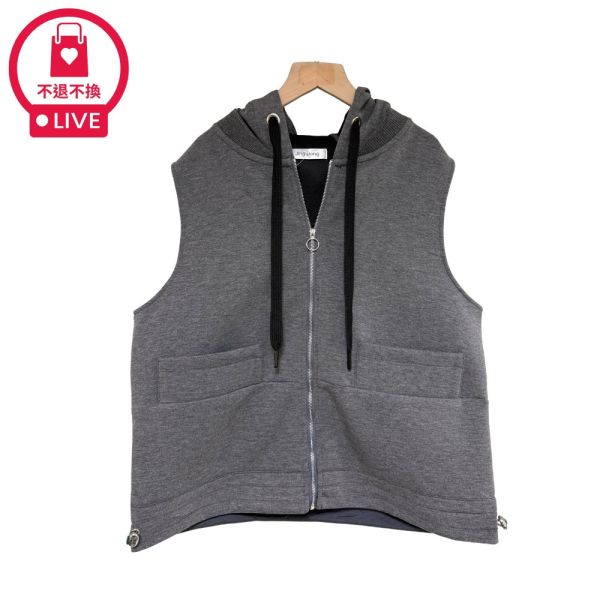 現貨9619｜拼接夾棉連帽拉鍊馬甲-SH5515B8-福利品不退不換 