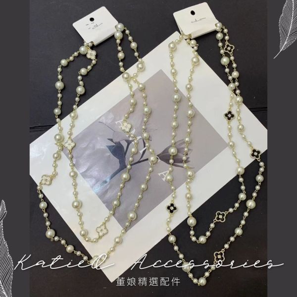 現貨7683｜四葉草小香風珍珠長項鍊 J12286 