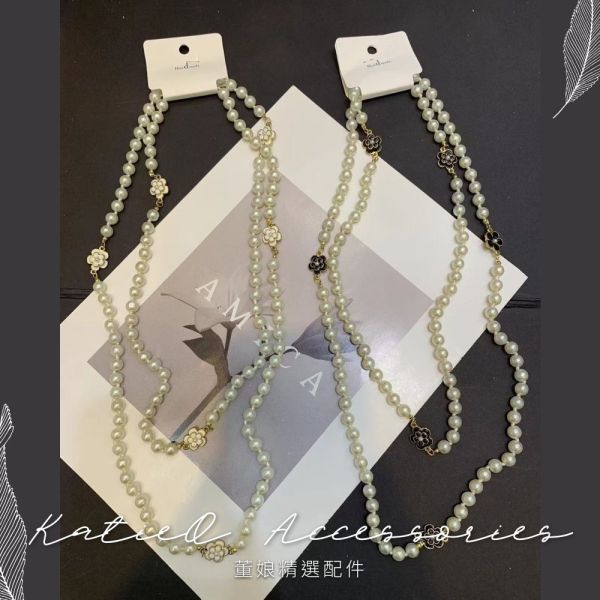 現貨7685｜山茶花小香風珍珠長項鍊 J12288 
