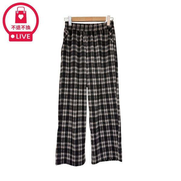 現貨7988｜經典英倫格子毛呢長褲-DF9262A6-福利品不退不換 