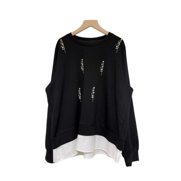 現貨9542｜假兩件釘珠太空棉長袖T-LA300050D0 