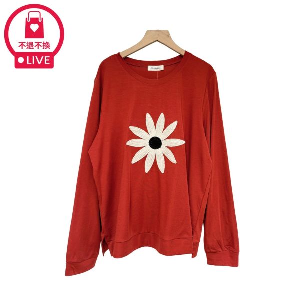 現貨7983｜花朵貼布繡長袖T-DF7407A6-福利品不退不換 