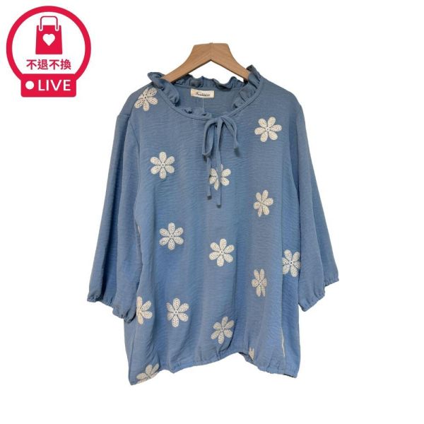 9898｜微風與小雛菊・肌理感荷葉綁帶小衫-DF7502A6-福利品不退不換 