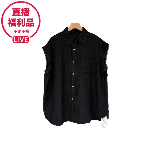 現貨7789｜蕾絲領肌理感金屬扣襯衫-LA8B00090C0-福利品不退不換 