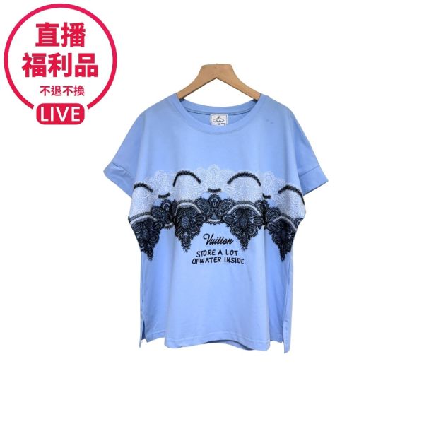 現貨7741｜黑白蕾絲刺繡連袖上衣-DF5133A6-福利品不退不換 