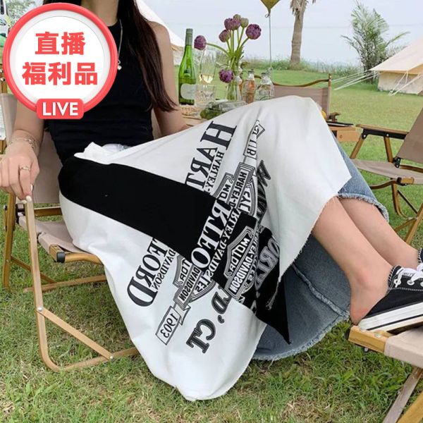 現貨｜拼接牛仔設計感不規則裙 
