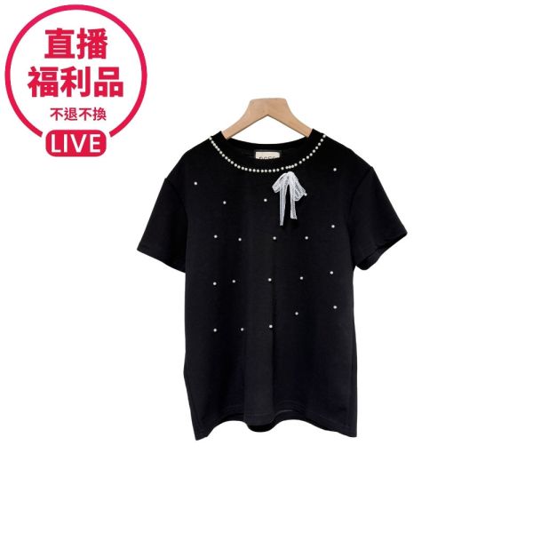 現貨7494｜珍珠織帶造型太空棉上衣-RR6651A8-福利品不退不換 
