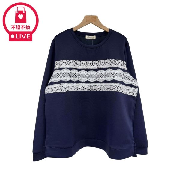 現貨9514｜蕾絲貼片太空棉長袖T-DF7431A6-福利品不退不換 