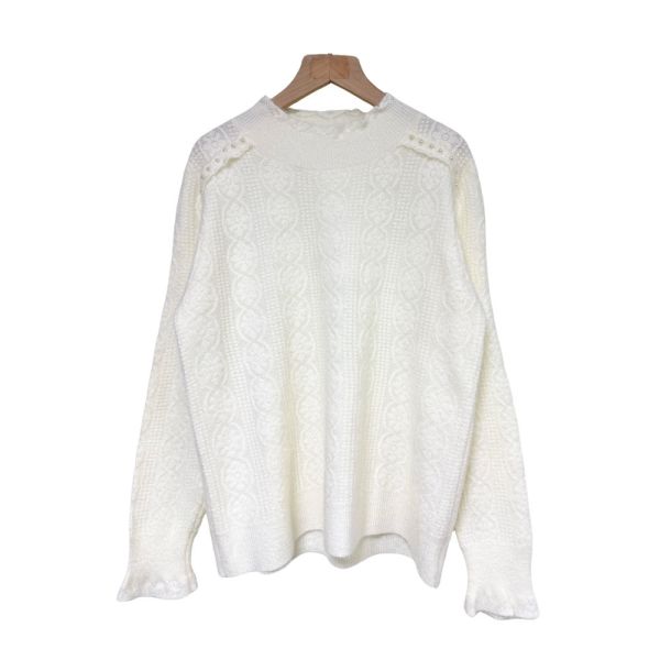 現貨8327｜花邊領珠珠緹花針織衫 032 