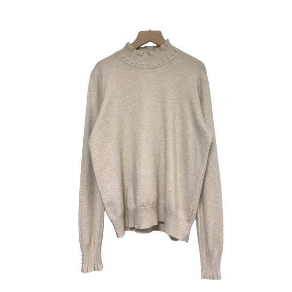 現貨8303｜螺紋木耳領釘珠莫代爾針織衫 032 