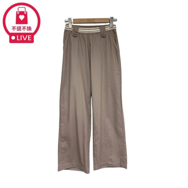 9846｜經典優雅・條紋拼腰裝飾釦直筒褲-DF9277A6-福利品不退不換 